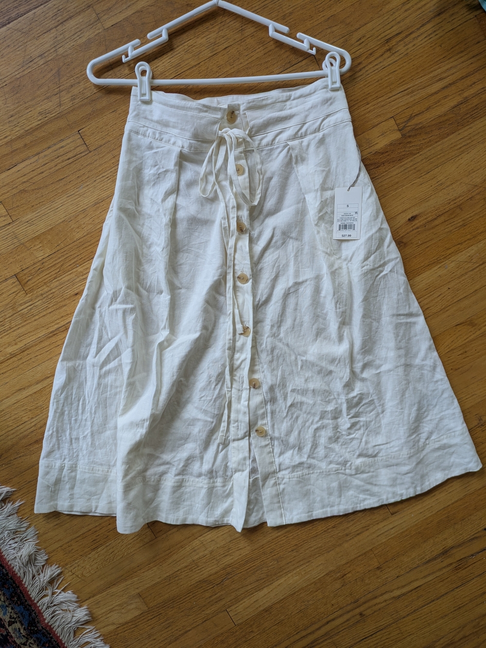 a new day Cream Button-Front A-Line Skirt